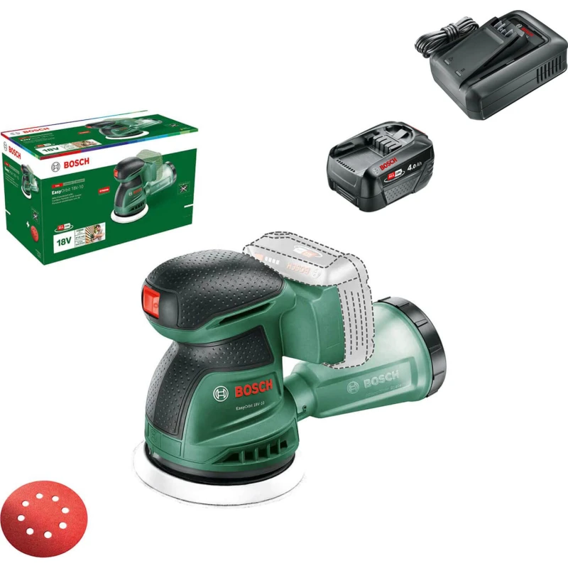 Image of Bosch EASYORBIT 18V-10 P4A 18v Cordless Disc Sander 125mm EASYORBIT 18V-10 Batteries: 1 x 4ah Li-ion