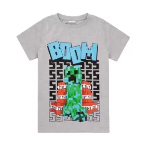 image of Minecraft Boys Boom T-Shirt (11-12 Years) (Grey)