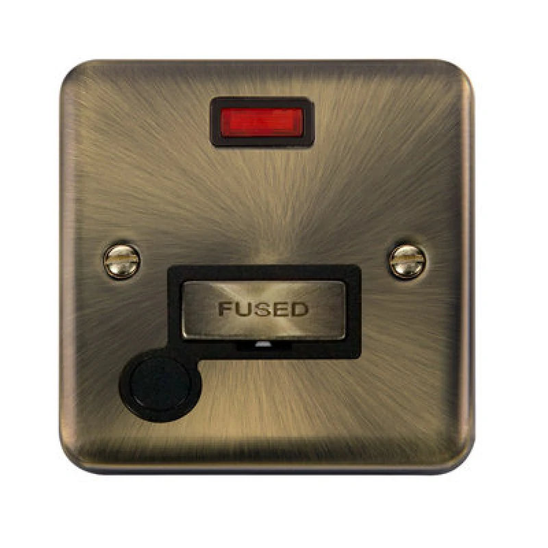 Image of SE Home Curved Antique Brass 13A Fused Ingot Connection Unit With Neon With Flex Gold