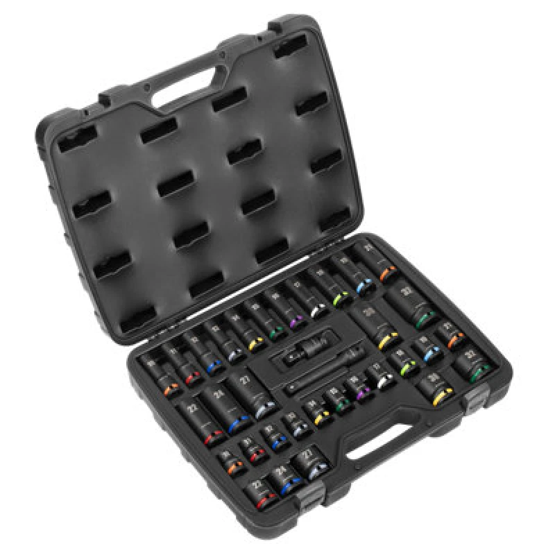 Image of Sealey 34 Piece 1/2" Drive Colour Coded Impact Socket Set AK5635M Drive: 1/2"