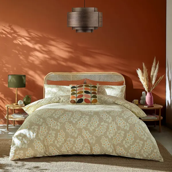 image of Orla Kiely Wisteria Duvet Set, Double, Taupe