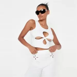 image of Missguided Cut Out Detail Crop Vest - White