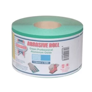 Image of Faithfull Aluminium Oxide Sanding Paper Roll Green 115mm x 50m 60G