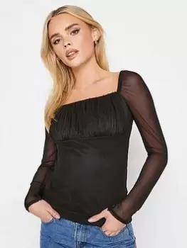 PixieGirl Petite Mesh Top, Black, Size 12, Women