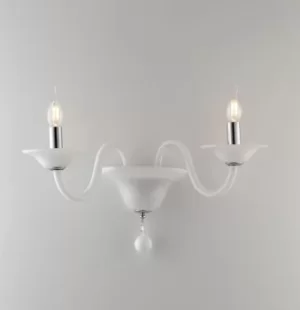 image of SOFFIO Twin 2 Light Candle Wall Light White 47x36x30cm