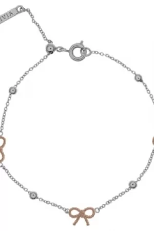Image of Ladies Olivia Burton Silver Plated Bow and Ball Bracelet OBJ16VBB11