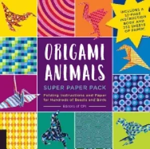 Image of origami animals super paper pack folding instructions and paper for hundred