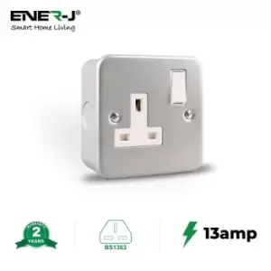 Image of Ener-J 13A Metal Clad Single Wall Socket with switch