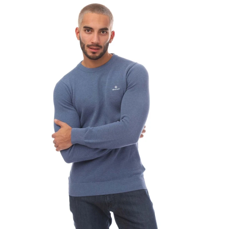 Image of Gant Neps Melange Crewneck Sweatshirt - Blue Blue S