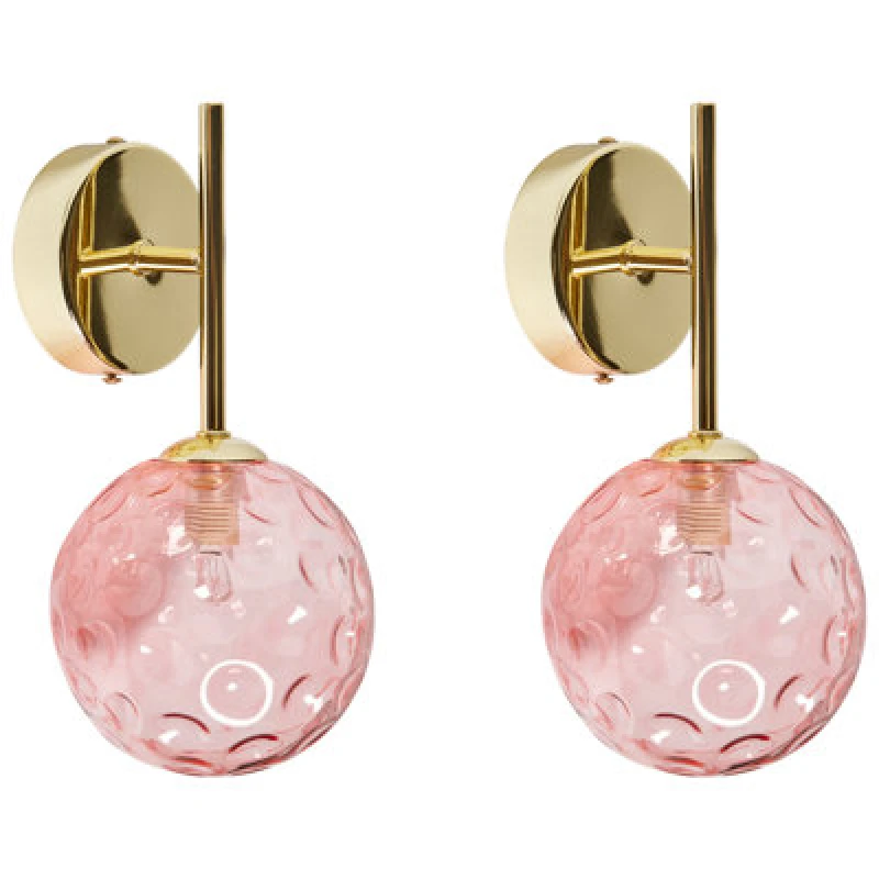 Image of Beliani Set Of 2 Wall Lamps Anadyr Glass Pink
