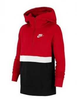 image of Nike Older Boys Club Hoodie - Red/Black, Size L, 12-13 Years