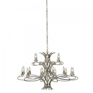 image of 18 Light Chandelier Polished Nickel Plate Finish, E14