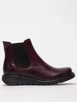 image of Fly London Salv Chelsea Boots, Wine, Size 3, Women