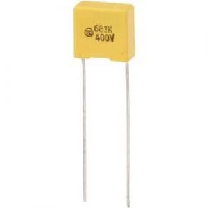 Image of MKS thin film capacitor Radial lead 0.068 uF 400 Vdc 5 10 mm L x W x H 13 x 6 x 12mm