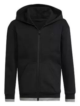 Image of adidas Unisex Junior ALL SZN Fleece Full Zip Hoodie - Black/Grey, Size 13-14 Years