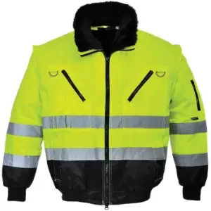 Image of Portwest - PJ50YBRL - sz L Hi-Vis 3-in-1 Pilot Jacket - Yellow/Blue - Yellow/Blue