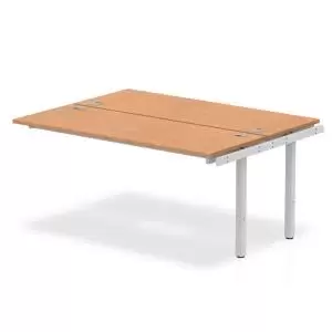 Image of Impulse Bench B2B Ext Kit 1600 Silver Frame Office Bench Desk Oak