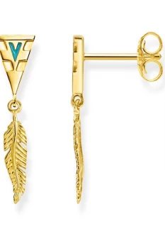 image of Ladies Thomas Sabo Gold Plated Sterling Silver Glam & Soul Feather Drop Earrings H1991-427-17