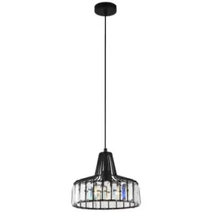 image of Italux Manzo - Industrial And Retro Hanging Pendant Black 1 Light with Black, Clear Shade, E27