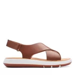 image of Clarks Jemsa Cross Flat Sandals - Brown