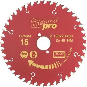 Image of Freud LP40M Solid Wood Cutting Circular Saw Blade 190mm 40T 16mm