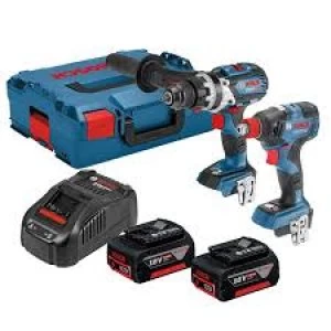 image of Bosch 18v Brushless Cordless Combi Drill and Impact Driver 2 x 5ah Li-ion Charger Case