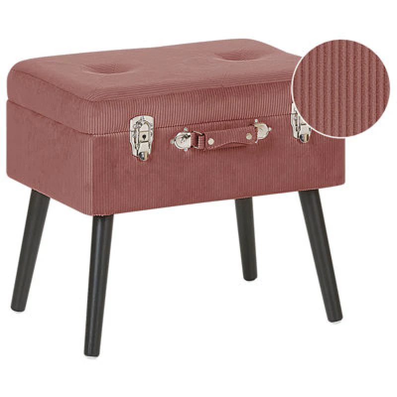 Image of Beliani Storage Stool Mallard Corduroy Pink