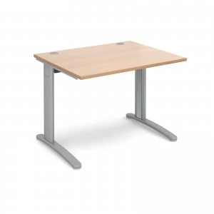 image of TR10 Straight Desk 1000mm x 800mm - Silver Frame Beech Top