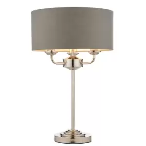 Image of Highclere Base & Shade Table Lamp, Bright Nickel Plate, Charcoal Fabric