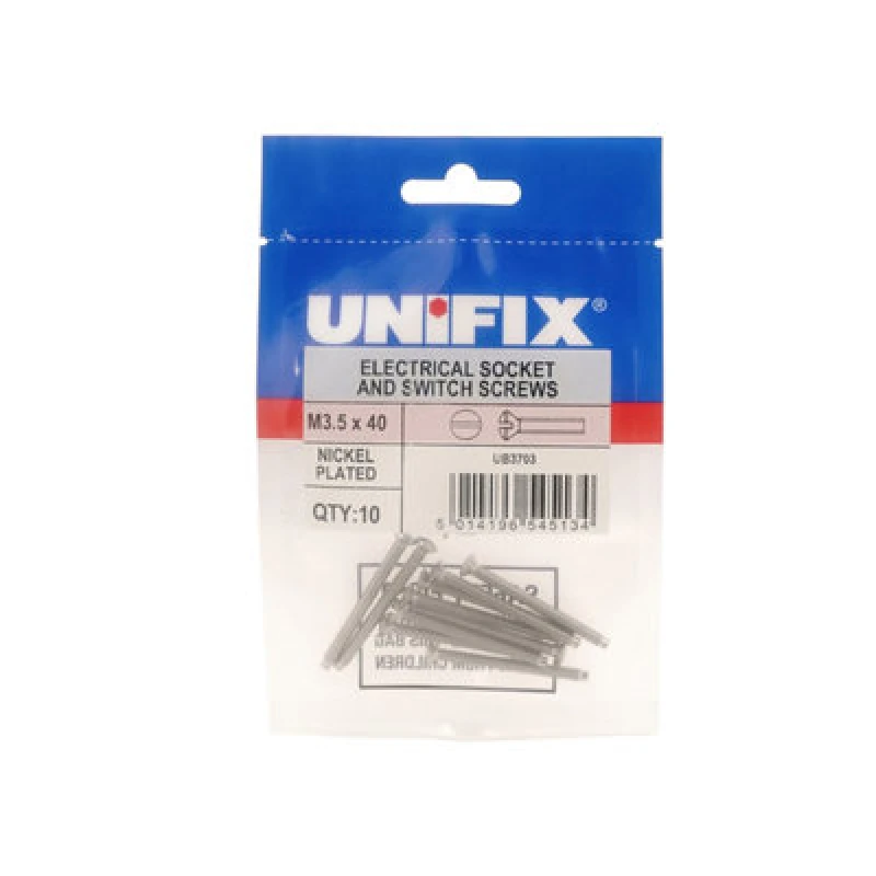 Image of Unifix Electrical Socket And Switch Screws Nickel Plated M3.5 X 40 - Ubzzp1011040 - Box Of 200