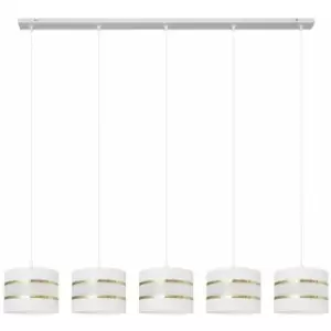 Helam Helen Straight Bar Pendant Ceiling Light White, Gold 115cm