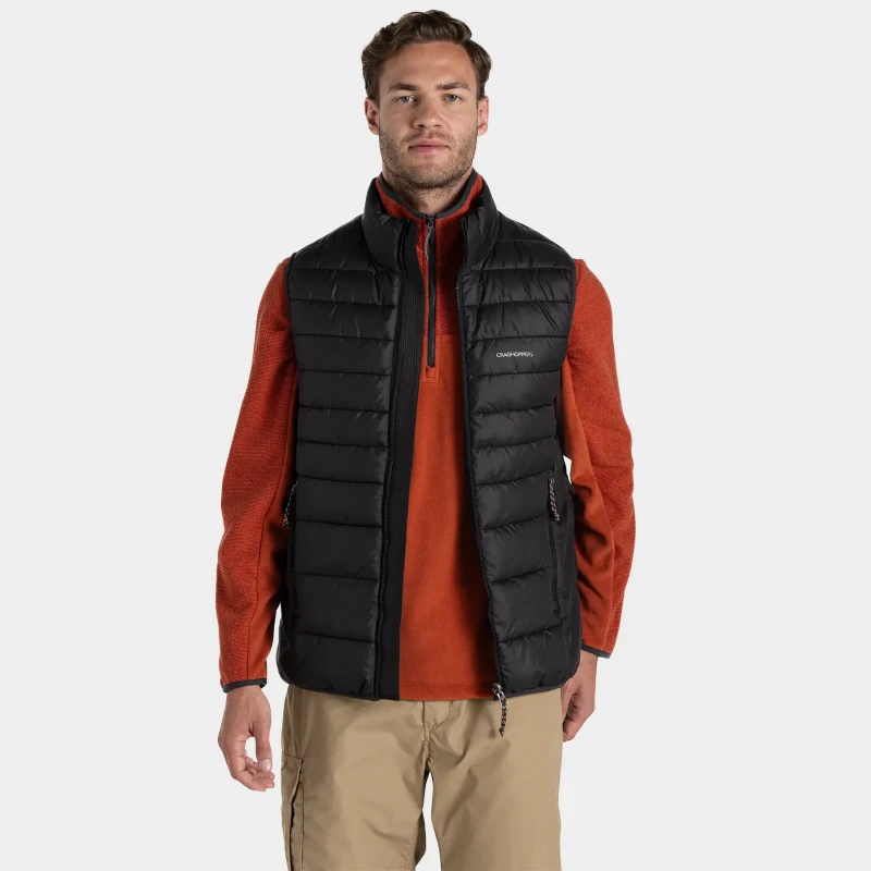 Image of Craghoppers Craghoppers Men Compresslite Vest Water-Repellent Gilet Bodywarmer in Black Size: Small Black S Male 5063260096973