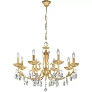 image of 14kolarz - VICTORIA Crystal Chandelier 2 24K Gold 8 Bulbs Champagne Aqua