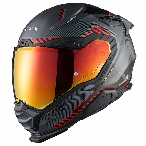 Image of Nexx X.WST3 Fluence Grey Red Matt Full Face Helmet Size L