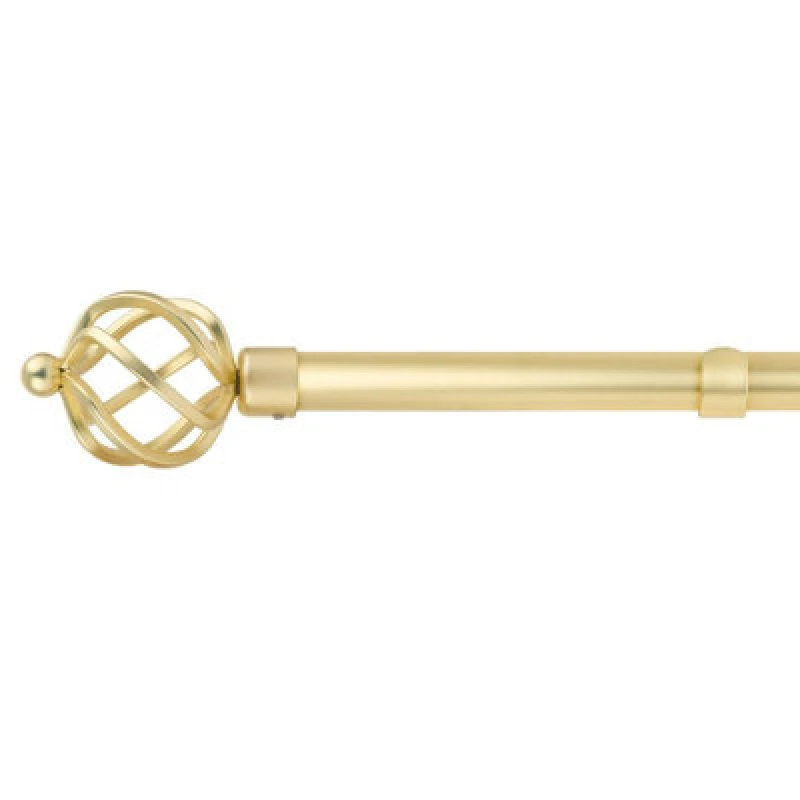 Image of Unknown 16-19mm Cage Extendable Eyelet Metal Curtain Pole Set Gold 120-210Cm