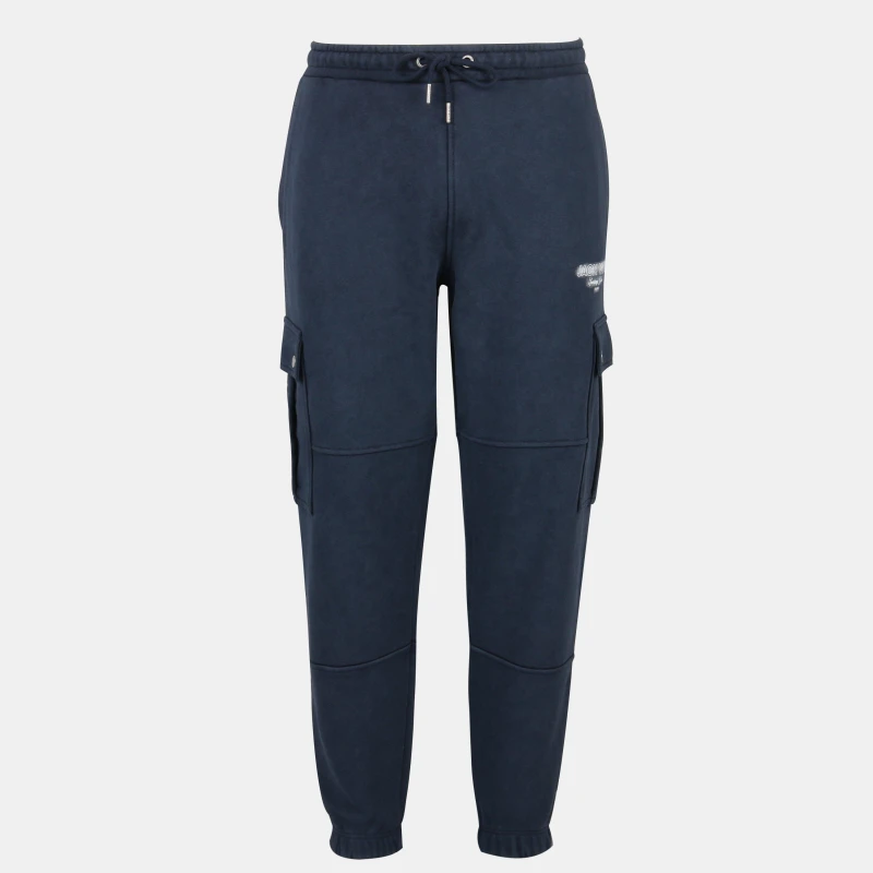 Image of Jack Wills Mens Script Cargo Cotton Ribbed Cuffs Joggers Navy male XS