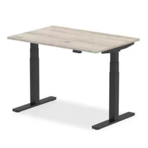 image of Air 1200 x 800mm Height Adjustable Desk Grey Oak Top Black Leg