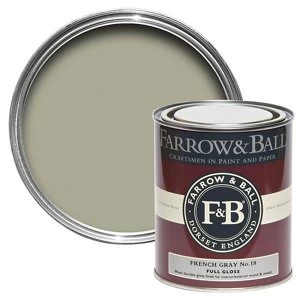 Image of Farrow & Ball French gray No. 18 Gloss Metal & wood Paint 0.75L