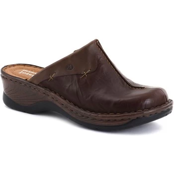 image of Josef Seibel Catalonia Cerys Womens Leather Clogs womens Clogs (Shoes) in Brown,7,8