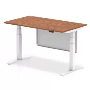 image of Air 1400 x 800mm Height Adjustable Desk Walnut Top White Leg With