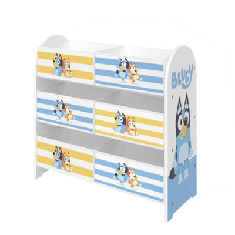 Image of Bluey Toy Storage Unit, 6-Box Organizer For Bedroom, Easy Assembly And Clean Up