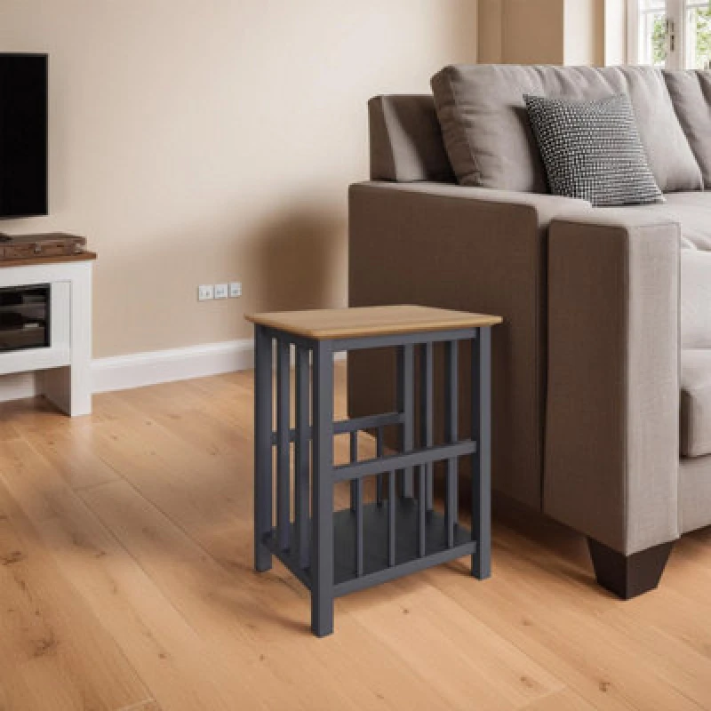 Image of FWStyle FWStyle Oak Magazine Table Graphite Blue Painted Finish in Grey Grey One Size Unisex 5056413124753