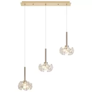 image of Luminosa Beluga 3 Light G9 2m Linear Ceiling Pendant With French Gold And Crystal Shade