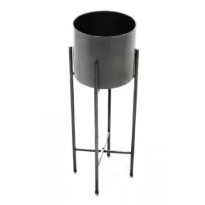 Image of Set Of Two Silver Planters On Stand