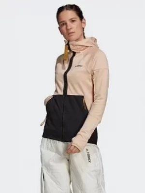 Image of adidas Terrex Tech Hooded Fleece Hiking Jacket, Blue Size M Women