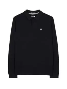 image of Weekend Offender Weekend Offender Leon Long Sleeve Badge Polo Shirt, Black, Size L, Men