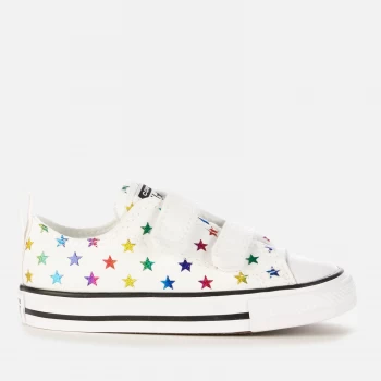 Image of Converse Toddlers Chuck Taylor All Star Velcro Archive Foil Star Print Ox Trainers - Foil Star - UK 4 Toddler