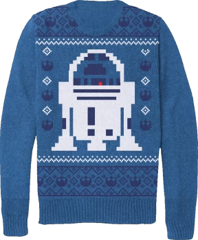 Image of Star Wars Mens Christmas R2-D2 Knitted Jumper - Blue - XXL