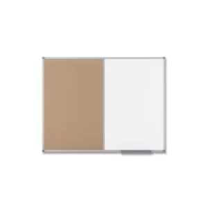 image of Classic Combination Board Drywipe and Cork with Aluminium Frame, W900XH600MM, White/Cork