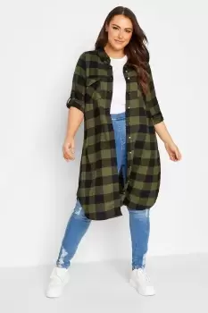 image of Check Print Maxi Shirt